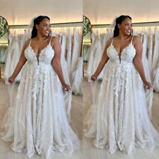 Plus Size Wedding Dresses Spaghetti Straps Lace Appliques A Line Bridal Gowns