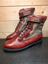Vintage Fila Trailblazer Boots UK 12 EU 47 Brown Leather & Canvas Made in Brazil