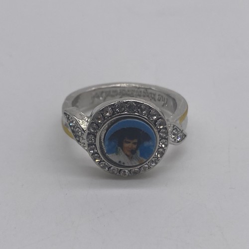 Silver tone rhinestone elvis - silver,