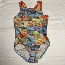 GK Elite Island Girl Metallic Orange Straps Practice Gymnastics Leotard LC