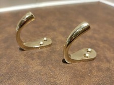  Pair of Door Hook Coat Towel Bathroom Jacket Hanger Hat Brass Gold Colour Wall