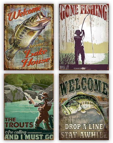 Fishing metal garage signs - fishing,