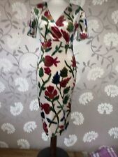  Zara Size M (10 ish) Velvet Pencil Dress Ivory Red Green Stretch Party Evening 