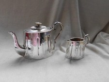 STYLISH ANTIQUE SHEFFIELD PLATED TEAPOT & JUG REGENCY DECORATION