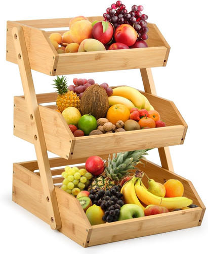 Tier fruit basket wooden - basket,