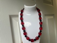 Ruby Red & Black Bead Necklace