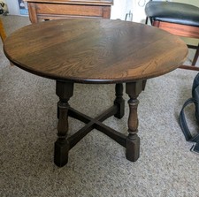 Vintage Oak Round Coffee Table, Diameter 60 cm