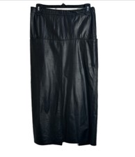 Vintage Polly Edwards Womens 4 Black Soft Leather Pencil Skirl Pockets Back Slit