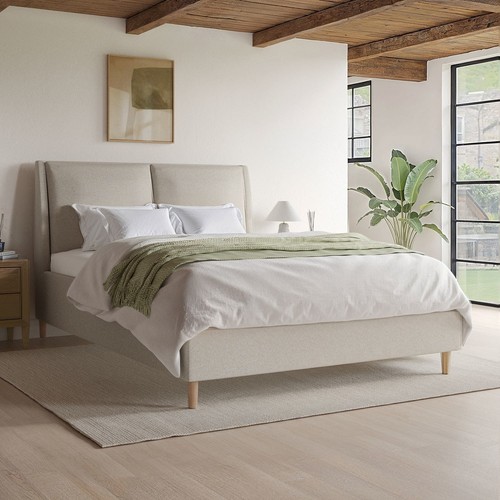 Beige upholstered king size - beige,