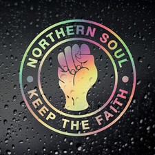 Northern Soul Keep The Faith Gold Oil Slick Scooter Sticker - MOD Motown DJ