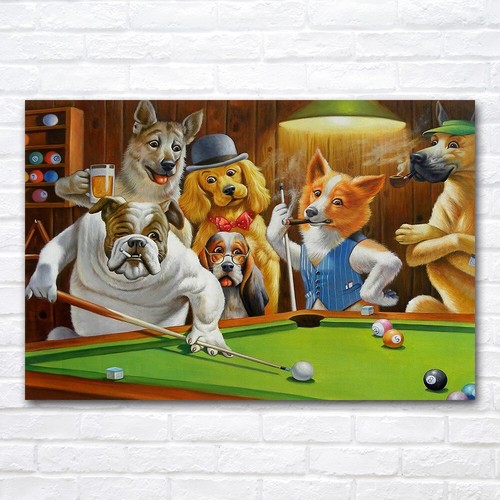 Dogs playing pool billiards - dogs,