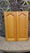 1 pair solid light oak kitchen unit doors to fit L-shaped top cupboard-in vgc