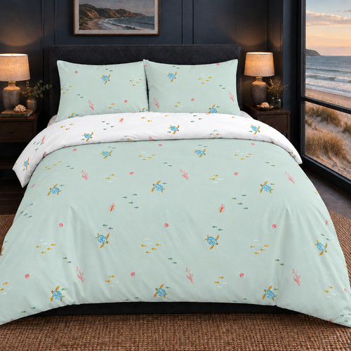 Aqua turtle duvet cover - aqua,