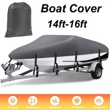 14-16FT Boat Cover 210D Heavy Duty Waterproof Speedboat Fish Ski V-Hull Marine