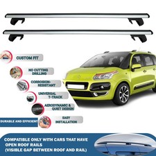 Roof Rack Cross Bars for Citroen C3 Picasso 2009-2012 2 Pcs Silver