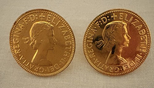 1965 half penny cufflinks - penny, in