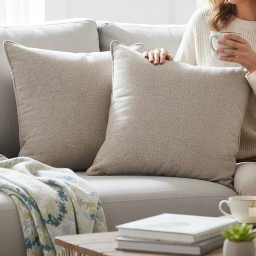 Natural linen scatter cushion - natural,