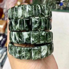 Russian Seraphinite (Clinochlore) Beads Bracelet Natural Gemstone Jewelry Bangle