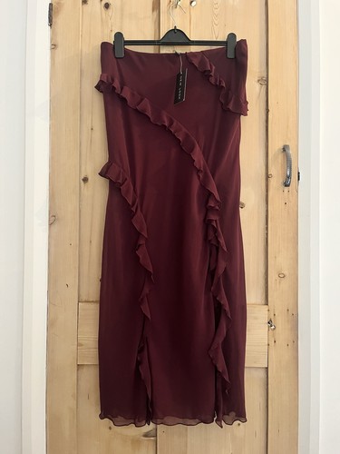 Burgundy long chiffon ruffle - long,