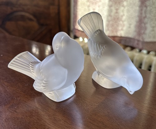 Lalique frosted sparrows birds - lalique,