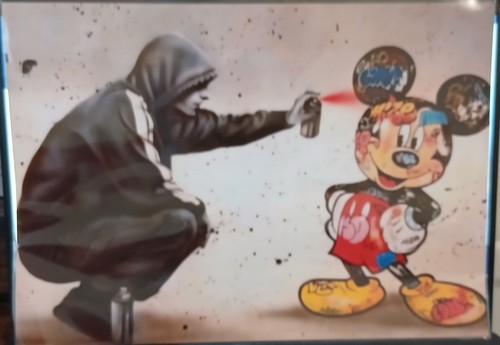 Banksy style mickey spray can - banksy,