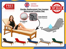 Replacement Sun Lounger Cushion Pad Waterproof Outdoor Garden Bench Recliner Pad