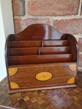 Edwardian Sheraton Revival Document Letter Rack Antique Mahogany Desk Organizer