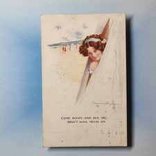 Comic Postcard 1918 Saucy Bathing Belle Hut Fred Spurgin