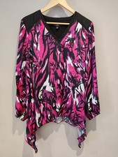 QVC JM Fashion by Julien Macdonald Printed Blouse / Top Pink Leaf Size 12