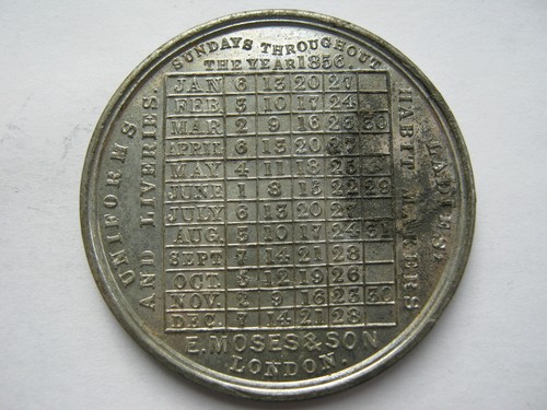 1856 calendar medal wellington - 1856,