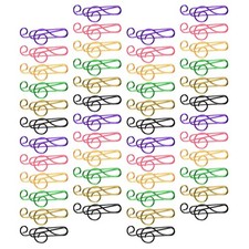  75pcs Wear-resistant Metal Clip Colorful Music Note Shaped Paperclip Student