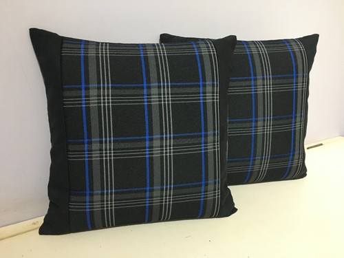 Blue gti tartan pillow - 2x,