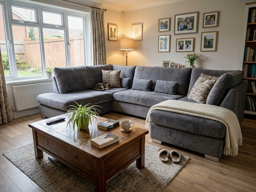 Velvet corner shape sofa - corner,