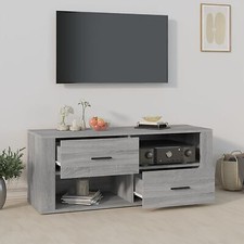 itzcominghome Light Grey TV Unit Wooden TV Stand Shelves Storage Cabinet 100cm
