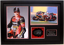 Moto GP Rider Claudio Corti NGM Hand Signed Race Worn Knee Slider Framed