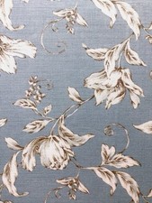 Swaffer Designer Fabric Curtains Upholstery Duck Egg Blue Cream Tan Floral 5.5m