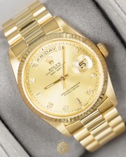 Rolex 18238 Day-Date 36 Champagne Diamond Dial 1995 Watch