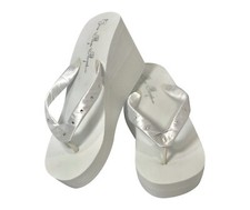 White High Wedge  Flip Flops