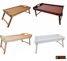 50x30cm Wooden Breakfast Food Serving Lap Tray Table Folding Legs Bed Colors