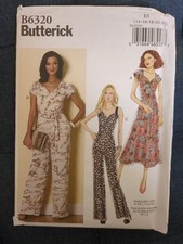 Butterick Sewing Pattern B6320 Sizes 14-22 Dress And Jumpsuit