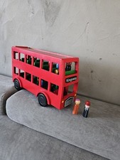 Fair Trade Wooden Toy Red Bus hand crafted with figures 