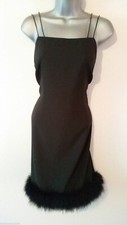 Lipsy Black Feather Hem Dress 12 Party Occasion Wedding Races Cami Sexy