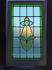 Hand painted rose leaded light stained glass window. A1496a. DELIVERY POSSIBLE!