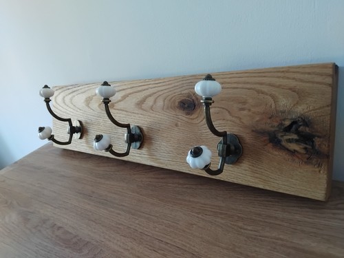 Solid medium oak coat rack - solid,