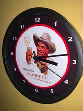 Ballantine Ale Cowboy Beer Bar Tavern Man Cave Clock Advertising Sign