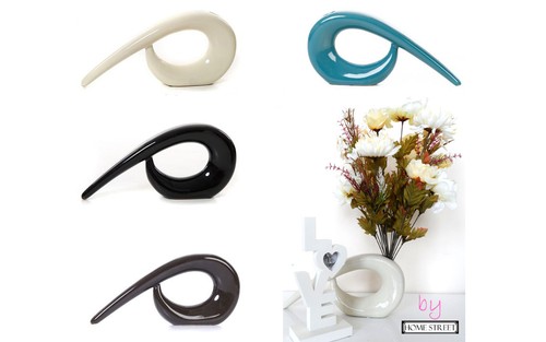 Sculptured comma ceramic vase - sculptured,