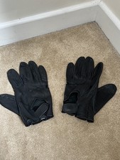 Vintage -  black leather driving men's gloves - XL