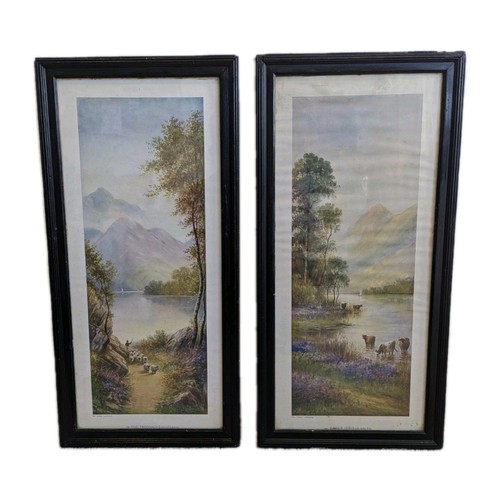 Pair vintage framed landscape - vintage,
