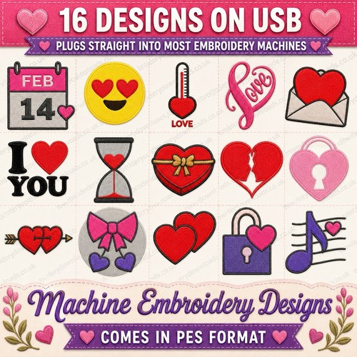 Valentines day pes embroidery - day,