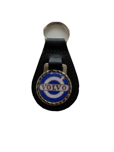 Black leather keyring - black,